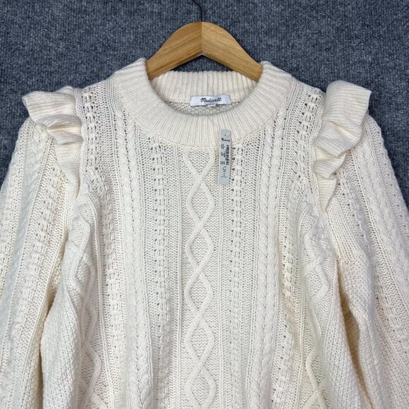 NEW $110 Madewell Hollydene Ruffle-Shoulder Pullover Sweater Size Small WOOL - Picture 4 of 9